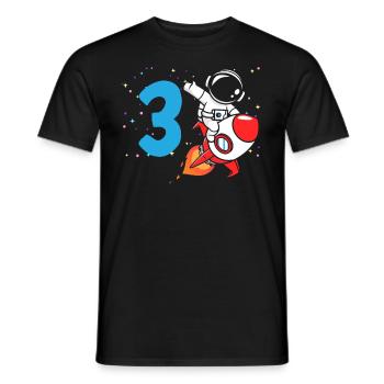 3ème anniversaire garçons 3 ans astronaute anniversaire - T-shirt homme - noir - Devant - AI Model Male 178 light (178cm)