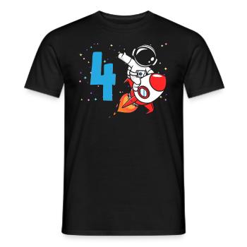 4ème anniversaire garçons 4 ans astronaute anniversaire - T-shirt homme - noir - Devant - AI Model Male 178 light (178cm)