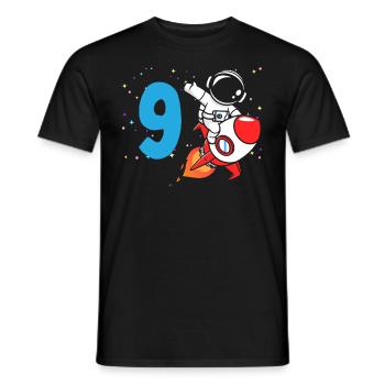9e anniversaire garçons 9 ans astronaute anniversaire - T-shirt homme - noir - Devant - AI Model Male 178 light (178cm)