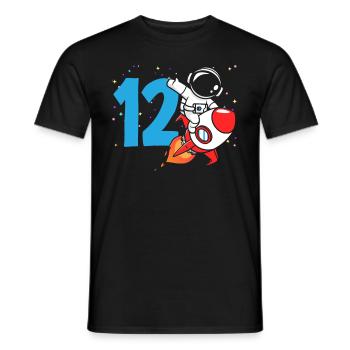 12th Birthday Boys Astronaut Birthday - Men's T-Shirt - black - Front - AI Model Male 178 light (178cm)