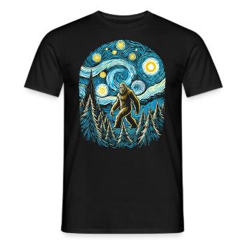 Bigfoot Sternennacht Wald Van Gogh Malerei Kunst - Männer T-Shirt - Schwarz - Vorne - AI Model Male 178 light (178cm)
