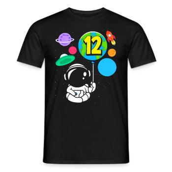 12th Birthday Boys Astronaut Birthday - Men's T-Shirt - black - Front - AI Model Male 178 light (178cm)