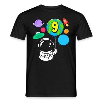 9e anniversaire garçons 9 ans astronaute anniversaire - T-shirt homme - noir - Devant - AI Model Male 178 light (178cm)