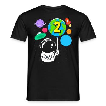 2ème anniversaire garçons 2 ans astronaute anniversaire - T-shirt homme - noir - Devant - AI Model Male 178 light (178cm)