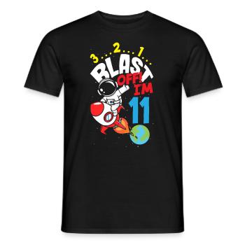 11th Birthday Boys Astronaut Birthday - Men's T-Shirt - black - Front - AI Model Male 178 light (178cm)
