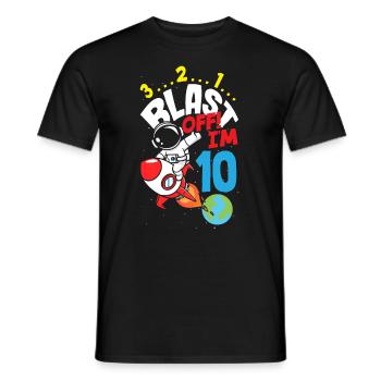 10th Birthday Boys Astronaut Birthday - Men's T-Shirt - black - Front - AI Model Male 178 light (178cm)