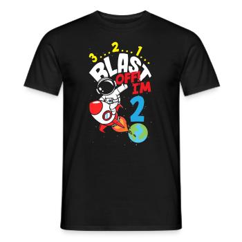 2ème anniversaire garçons 2 ans astronaute anniversaire - T-shirt homme - noir - Devant - AI Model Male 178 light (178cm)