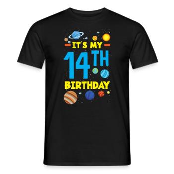 14e anniversaire Garçons Astronaute Anniversaire - T-shirt homme - noir - Devant - AI Model Male 178 light (178cm)