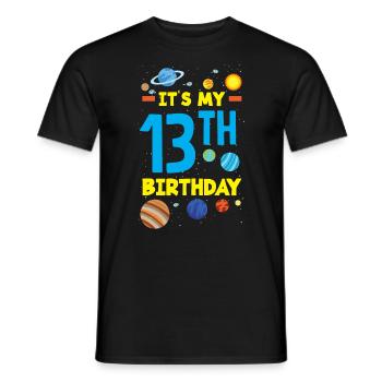 13th Birthday Boys Astronaut Birthday - Men's T-Shirt - black - Front - AI Model Male 178 light (178cm)