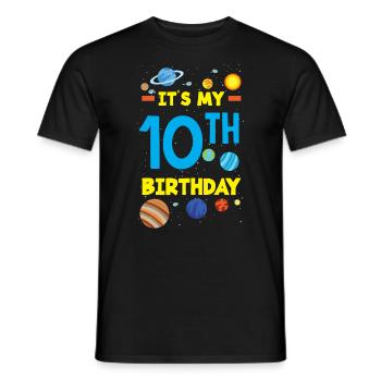10th Birthday Boys Astronaut Birthday - Men's T-Shirt - black - Front - AI Model Male 178 light (178cm)