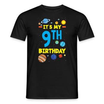 9e anniversaire garçons 9 ans astronaute anniversaire - T-shirt homme - noir - Devant - AI Model Male 178 light (178cm)