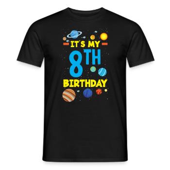 8ème anniversaire Garçons 8 ans Astronaute Anniversaire - T-shirt homme - noir - Devant - AI Model Male 178 light (178cm)