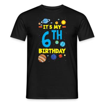 6th Birthday Boys 6 Years Astronaut Birthday - Men's T-Shirt - black - Front - AI Model Male 178 light (178cm)
