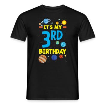 3ème anniversaire garçons 3 ans astronaute anniversaire - T-shirt homme - noir - Devant - AI Model Male 178 light (178cm)