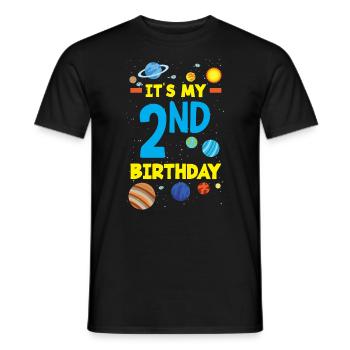 2ème anniversaire garçons 2 ans astronaute anniversaire - T-shirt homme - noir - Devant - AI Model Male 178 light (178cm)