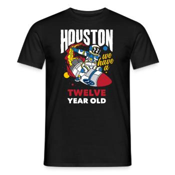 12th Birthday Boys Astronaut Birthday - Men's T-Shirt - black - Front - AI Model Male 178 light (178cm)