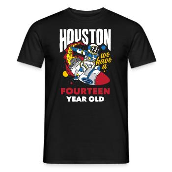 14e anniversaire Garçons Astronaute Anniversaire - T-shirt homme - noir - Devant - AI Model Male 178 light (178cm)