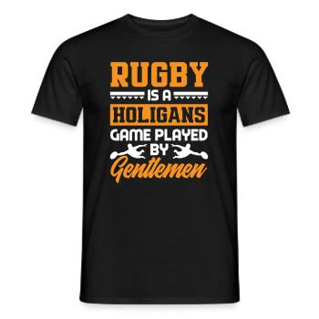 Rugby Is a Hooligans Game Played by Gentlemen - Men's T-Shirt - black - Front - AI Model Male 178 light (178cm)