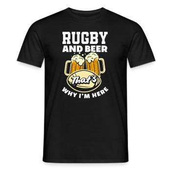 Le rugby et la bière C’est pourquoi je suis ici - T-shirt homme - noir - Devant - AI Model Male 178 light (178cm)