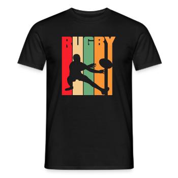 Rugby Retro Silhouette Design - Men's T-Shirt - black - Front - AI Model Male 178 light (178cm)