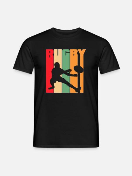 Rugby Retro Silhouette Design - Men's T-Shirt - black