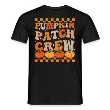 Groovy Pumpkin Patch Crew Fall Pumpkins - Men's T-Shirt - black - Front - AI Model Male 178 light (178cm)