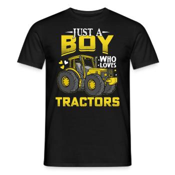 Just a Boy Who Loves Tractors funny Tractor Saying - Männer T-Shirt - Schwarz - Vorne - AI Model Male 178 light (178cm)