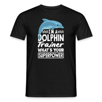 My dolphin trainer What is your superpower - Men's T-Shirt - black - Front - AI Model Male 178 light (178cm)