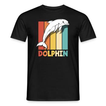 Retro Dolphin Animal Lover Motif - Men's T-Shirt - black - Front - AI Model Male 178 light (178cm)