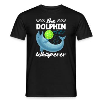 The Dolphin Whisperer with Ball - Men's T-Shirt - black - Front - AI Model Male 178 light (178cm)