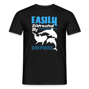 Easily distracted by dolphins - Men's T-Shirt - black - Front - AI Model Male 178 light (178cm)