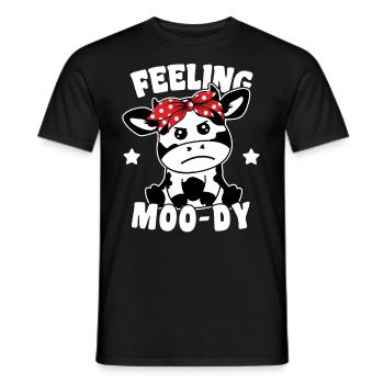 Vache mignonne se sentant lunatique, jeu de mots drôle - T-shirt homme - noir - Devant - AI Model Male 178 light (178cm)