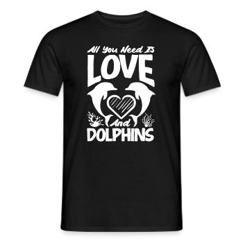 Alles Was Du Brauchst Sind Liebe Und Delfine - Männer T-Shirt - Schwarz - Vorne - AI Model Male 178 light (178cm)