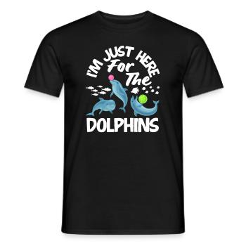I'm only here for the dolphins - Men's T-Shirt - black - Front - AI Model Male 178 light (178cm)