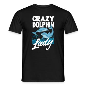 Crazy Dolphin Lady - Men's T-Shirt - black - Front - AI Model Male 178 light (178cm)