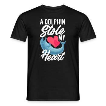 A dolphin stole my heart - Men's T-Shirt - black - Front - AI Model Male 178 light (178cm)