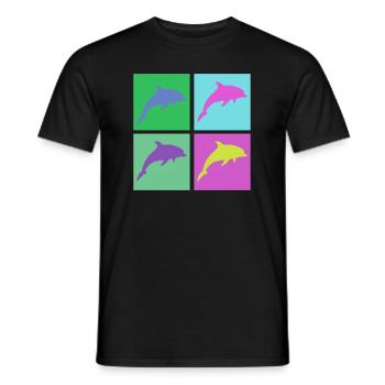 Bunte Delfine im Pop-Art Stil - Männer T-Shirt - Schwarz - Vorne - AI Model Male 178 light (178cm)
