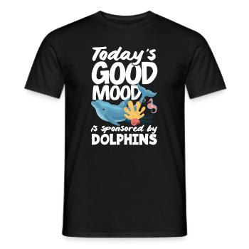 La bonne humeur du jour est sponsorisée par les dauphins - T-shirt homme - noir - Devant - AI Model Male 178 light (178cm)