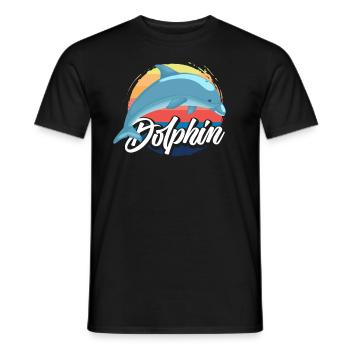 Nostalgic Dolphin Sunset Design - Men's T-Shirt - black - Front - AI Model Male 178 light (178cm)
