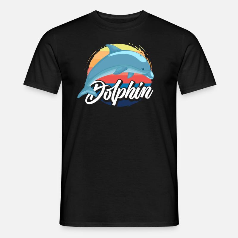 Nostalgic Dolphin Sunset Design - Men’s T-shirt - black