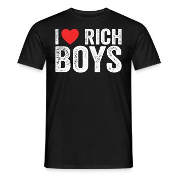 Ich liebe Rich Boys T-Shirts I Herz Rich Boys Lustig - Männer T-Shirt - Schwarz - Vorne - AI Model Male 178 light (178cm)