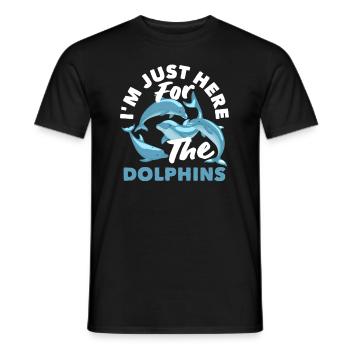 I'm only here for the dolphins - Men's T-Shirt - black - Front - AI Model Male 178 light (178cm)