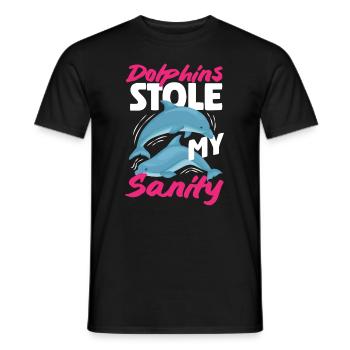 Delfine Stahlen Meinen Verstand - Männer T-Shirt - Schwarz - Vorne - AI Model Male 178 light (178cm)