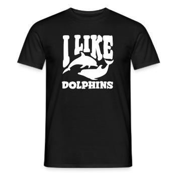 I Like Dolphins Funny Dolphin Motif - Men's T-Shirt - black - Front - AI Model Male 178 light (178cm)