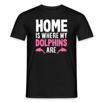La maison est là où sont mes dauphins - T-shirt homme - noir - Devant - AI Model Male 178 light (178cm)