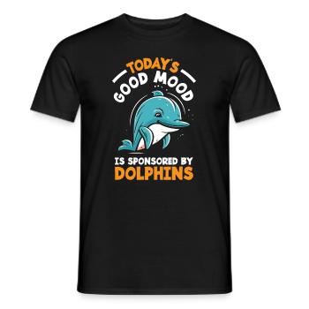La bonne humeur du jour sponsorisée par les dauphins - T-shirt homme - noir - Devant - AI Model Male 178 light (178cm)