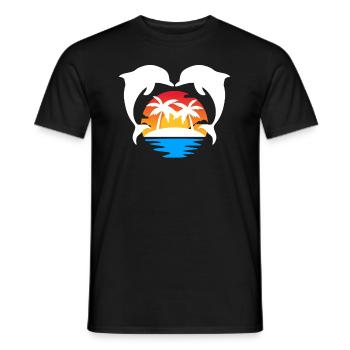 Tropische Insel Sonnenuntergang mit Delfinen - Männer T-Shirt - Schwarz - Vorne - AI Model Male 178 light (178cm)