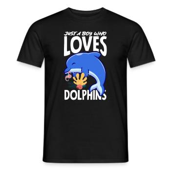 A boy who loves dolphins - Men's T-Shirt - black - Front - AI Model Male 178 light (178cm)