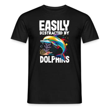 Easily distracted by dolphins - Men's T-Shirt - black - Front - AI Model Male 178 light (178cm)