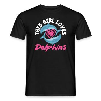 This girl loves dolphins - Men's T-Shirt - black - Front - AI Model Male 178 light (178cm)